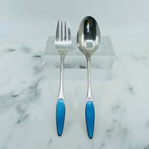 Vintage A. Michelsen stamped sterling silver enamel fork & spoon.